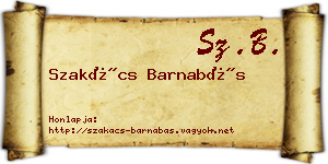 Szakács Barnabás névjegykártya